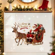 1/3pcs Santa Claus Riding A Reindeer Sleigh Window Sticker, Double-Sided PVC Electrostatic Adsorption Window Sticker, Suitable For Living Rooms, Dining Rooms, Shops, Cafes, And Home Decoration. - Multicolor - View 8