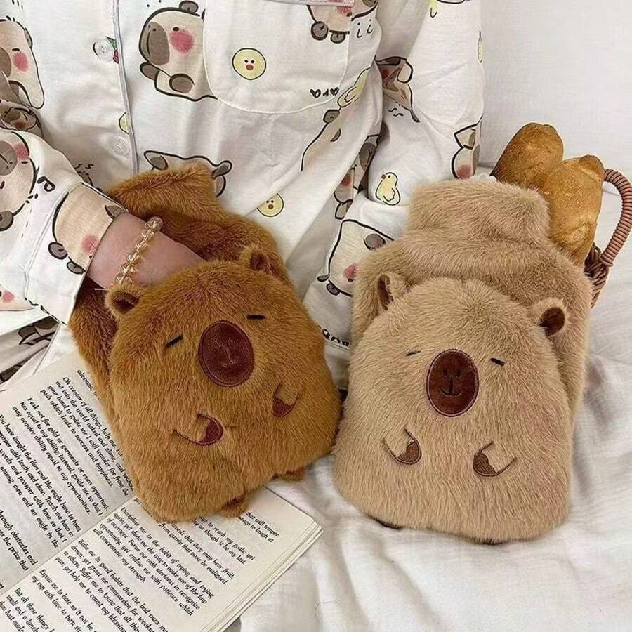 1pc Dorm Hot Water Bottle Capybara Plush Fillable Hand Warmer Large Size For Girls Abdominal Warmth Birthday Gift - Capybara - View 1