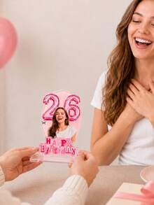 Custom Personalized 3D Acrylic Birthday Display Stand, Personalized Photo And Age Number Standee, Christmas, Single Party, Home Decor, Party Decoration, Happy Birthday Custom Desktop Decor, Birthday Party Gift Personalized Photo Acrylic Standee - Multicolor - View 8