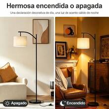 Lámpara Lupita Lámpara de pie regulable con pantalla de lino natural ajustable, base de metal resistente, interruptor de pedal práctico y bombilla E26 incluida - Tipo de Enchufe A USA (110-127V) - Ver 4