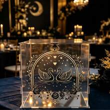 Acrylic Wedding Card Box, Wedding Gift Card Box, Transparent Wedding Envelope & Money Card Box For Party, Graduation, Baby Shower, Birthday Decoration - 1PC - View 2