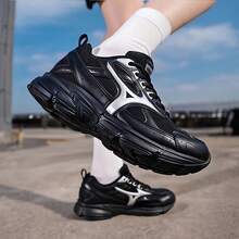 Mizuno New SPEED Retro Chunky Sneakers Lightweight Breathable Cushioned Running Shoes Unisex - Black/Silver - View 6