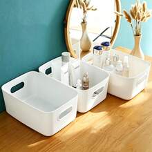 6pcs Multi-Functional White Storage Box Set - Stackable Plastic Open Storage Bins, Cosmetic Storage Baskets, Miscellaneous Plastic Storage Baskets, Toy Storage Boxes, Multi-Functional Plastic Storage Boxes, Suitable For Storing Living Room, Kitchen, Bathroom Miscellaneous Items, Office And Dormitory Supplies. - Multicolor - View 11