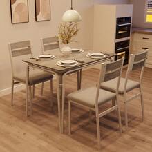 Space-Saving 5-Piece Dining Table Set For 4 – Modern Rectangular Table With 4 Upholstered Chairs – Ideal For Apartments, Breakfast Nooks, Small Spaces - Washed Gray + White Tube - View 9