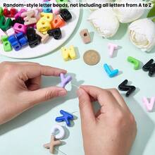50-200pcs Colorful Acrylic Large Hole Letter Beads, Random Mixed Color Loose Beads For Handmade Jewelry, Phone Chain, Keychain Decoration - Multicolor - View 9