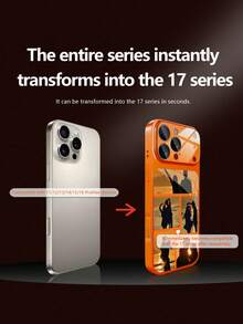 1pc Customized 5-Photo Family/Couple Orange Luxury Fashion Large Window Tempered Glass Phone Case With Lens Protection, Matte Anti-Drop Full Coverage Premium Protective Cover For IPhone 17/17Pro/17ProMax/17Air/16/16Pro/16ProMax/16Plus/15/15Plus/15Pro/15ProMax/14/14Plus/14Pro/14ProMax/13/13Pro/13ProMax/12/11 - Orange - View 9