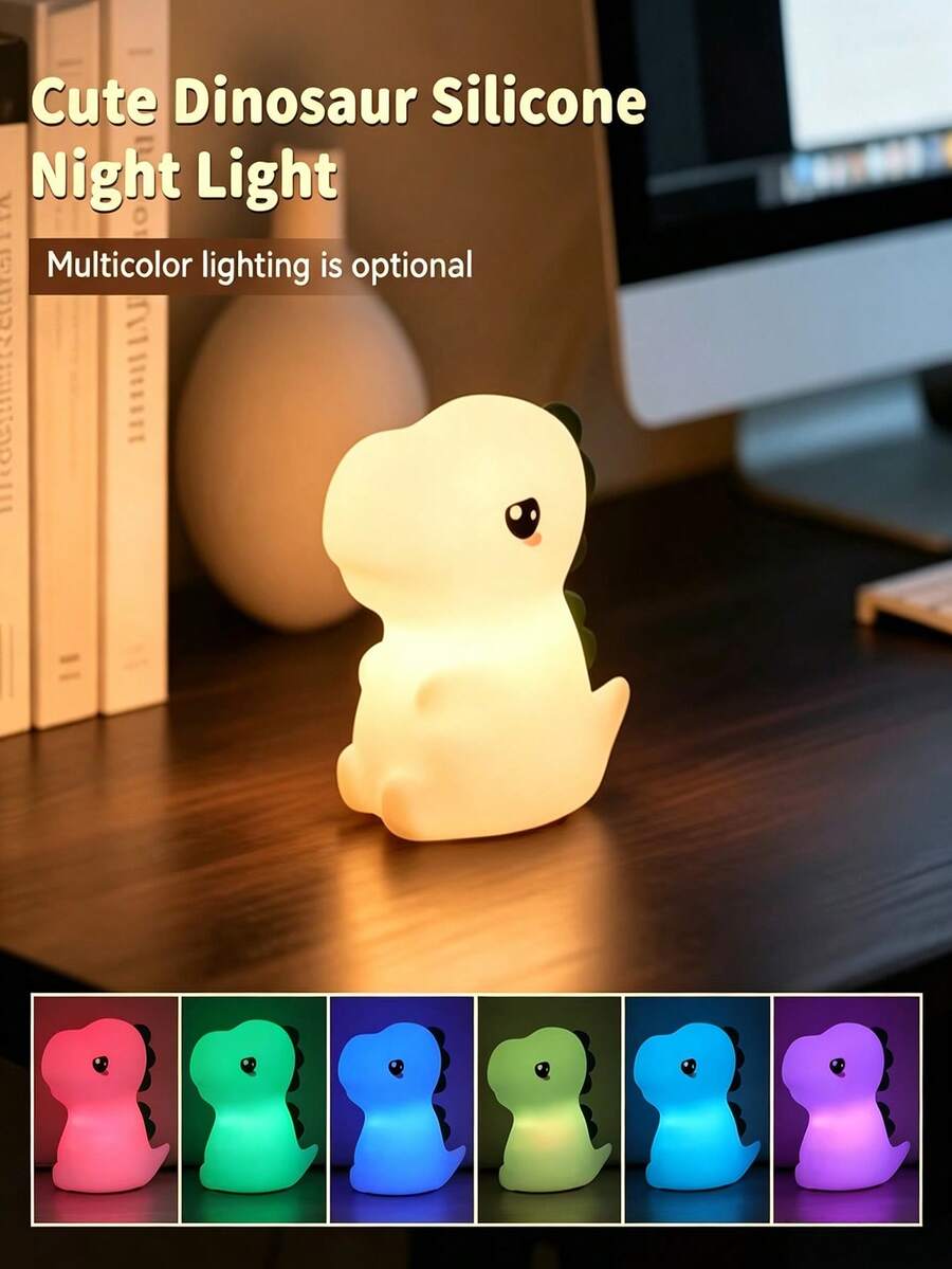 1PC Children's Room Dinosaur Night Light, Timer, Touch Control Dimmable Bedside Lamp, USB Rechargeable. Perfect For Room Decor And As A Soothing Companion. Ideal Gift For Holidays, Birthdays, Children's Birthdays