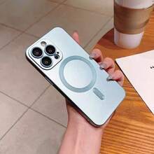 Magnetic Luxury Matte Wireless Charging Case Compatible With IPhone 18 Pro Max 17 16 15 14 13 12 11 Plus 16e 17e Glass Lens Protection Soft Cover - Far Peak Blue - View 11
