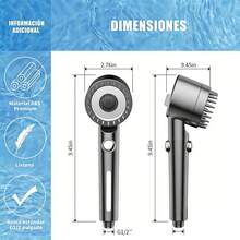 1 cabezal de ducha de alta presión, equipado con cinco cartuchos filtrantes, 1 manguera de ducha y un soporte de ducha; 4 modos de rociado; con interruptor de pausa; apto para duchas de caudal alto y bajo. - plata - Ver 8