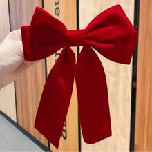 1pc Large Velvet Bow Hair Clip, Large Satin Ribbon Hair Accessory, Korean Style Women's Hair Decoration, Cute Back Hair Ornament, Suitable For Daily Wear And Party - Multicolor - View 8