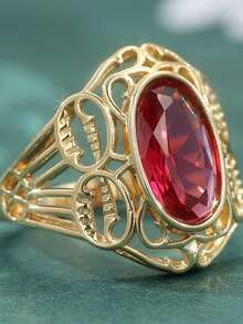 Vintage Luxury Gold Hollow Ring, Jewelry Accessory For Women To Wear At Holiday Parties - Gold - View 6