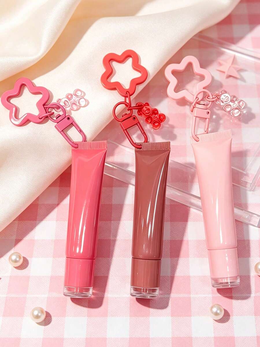 Y2k Keychain,Lip Gloss Keychain Making Kit,Includes One Bear Pendant And One Star Keychain,Halloween,Christmas Gifts(Empty Lip Gloss Tube,Refillable.) - Multicolor - View 1