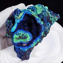 1pc Random Pattern Natural Azurite Quartz Cluster - Vibrant Blue-Green Mineral Specimen, Suitable For Collectors, Researchers And Decorative Display, Classic Collection Item, Home Decor And Gift, Indoor Decorative Stone - Multicolor - View 4