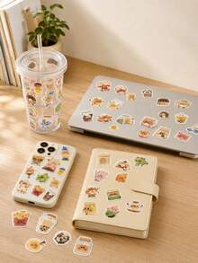 100pcs Food Battle Stickers, Cartoon Cute Decorative Stickers, Suitable For Water Bottles, Scrapbooks, Notebooks, Helmets, Skateboards, Personalized Decoration Material Birthday Party Gift - Multicolor - View 5