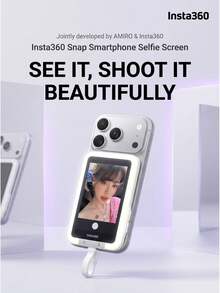Insta360 Rear-Facing Selfie Display For Smartphone, Touchscreen Screen Mirroring Selfie Camera, Ultra-Thin And Portable, Compatible With IPhone And Android, Perfect For Selfies And Photos, Magnetic Attachment - White - View 2