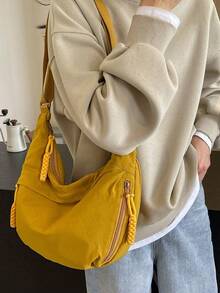 1PC Minimalist Women Hobo Bag, Soft Crescent Underarm Purse W/ Adjustable Strap, Light Crossbody Tote For Daily Commute Shopping Travel, Holiday Gift - Multicolor - View 6
