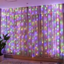 Lampu Hias Tirai LED 3/6m Bertenaga Baterai AA 8 Mode Lampu Hias Peri Dekorasi Natal untuk Kamar Tidur dan Rumah - Lampu tirai kotak baterai AA - View 21