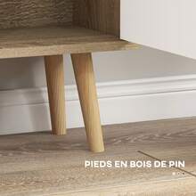 Estante escandinava com 4 nichos + 2 armários com prateleiras, dimensões 80 cm (comprimento) x 24 cm (largura) x 123 cm (altura). Pés inclinados e afilados. Carvalho maciço. - A - Ver 9