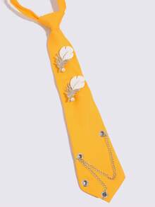 1pc Feather Rhinestone Brooch Chain, No-Tie Collar Decoration, Commute Daily School Performance Shirt Accessory - Multicolor - View 8