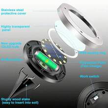 8/12/16 luces solares LED empotrables, luz blanca cálida de acero inoxidable giratorias, luces de paisaje para jardín, patio y senderos exteriores - Multicolor - Ver 5