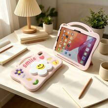 Cute Cartoon Flower Silicone Shockproof Protective Case With Retractable Rotating Stand And Hidden Pen Slot, With Handle, Compatible With IPad A16/ Pad 6/6Pro/7/7Pro/ MatePad SE/Honor Pad X8A, Suitable For Students Online Classes, Mobile Office And Home Movie Watching - Pink - View 3