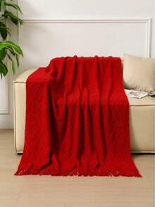 1pc Retro Diamond Grid Textured Knit Throw Blanket, Soft & Comfortable For All Seasons, Suitable For Sofa, Bed, Travel, Home Decor - Mixed Geometric Pattern, Acrylic Fabric - Multicolor - View 11
