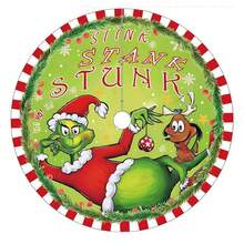 The Grinch The 35.5in Christmas Tree Skirt; Holiday Party Atmosphere Creative Decoration Christmas Tree Bottom Decor; Christmas Party Costume Prop; Christmas Gift - C - View 11