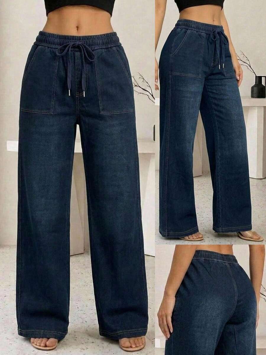 Women Pants - Dark Wash - View 1