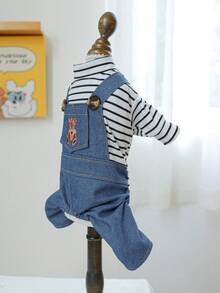 PETCIRCLE 1 Buah Pakaian Hewan Peliharaan Anjing Kecil Anak Anjing Lucu untuk Jalan-jalan Sehari-hari Motif Garis-garis Beruang Teddy Jumpsuit - MultiWarna - View 7
