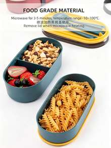 1pc Practical Portable Student Lunch Box, Multi-Compartment Large Capacity Bento Box With Utensils, Food Storage Container, Suitable For Back To School, Daily School Use, Ideal Gift For Graduation, New Year, School Essential - Multicolor 2 - View 3