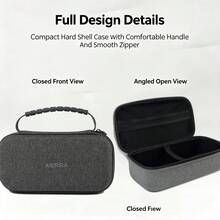 Hard Shell Travel Storage Bag With Rubber Handle & Double‑Zipper, Portable EVA Travel Organizer Case For Toiletries Cosmetics Accessories, Grey - Grey - View 1