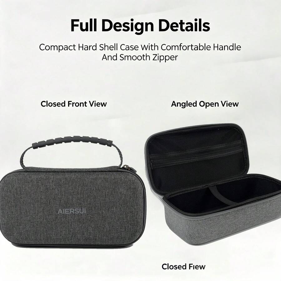 Hard Shell Travel Storage Bag With Rubber Handle & Double‑Zipper, Portable EVA Travel Organizer Case For Toiletries Cosmetics Accessories, Grey - Grey - View 1