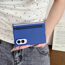 Candy Color Pen Slot Phone Case, Comes With 1 Stylus Pen, Hard PC Back Plate Protective Phone Cover Compatible With Samsung Galaxy Z Fold 8 - Blue - View 6