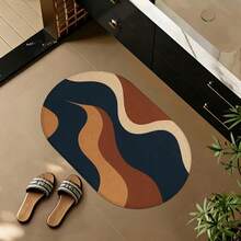 1pc Oval Flannel Door Mat, Soft Comfortable Absorbent Non-Slip Machine Washable With Backing, Suitable For Entrance, Living Room, Bedroom, Kitchen, Bathroom, Yard, Hallway, Laundry Room, Holiday Decoration, Multi-Functional Rug Mat - Multicolor - View 7