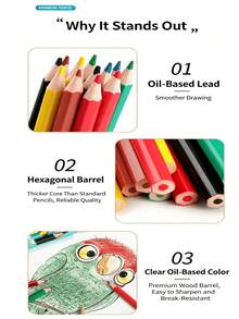 12/18/24/36/48 Color Oil-Based Colored Pencil Set, Vibrant And Diverse Colors, Hexagonal Non-Slip Pencil Barrel, Light-Resistant And Fade-Resistant Lead, Suitable As Birthday Gift For Students And Teachers, Essential School Supplies For Back To School, Suitable For Sketching, Coloring And Classroom Use - Multicolor - View 5