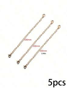 5pcs PVD 18k Gold Plated Stainless Steel Necklace Extension Chains With Lobster Clasp, Chain End Extender, Suitable For DIY Jewelry Making - #Golden - View 10
