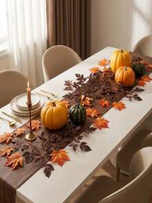 1/2pcs 6.7ft Autumn Artificial Vine Garland, Red-Brown Leaves Faux Plant, Autumn Halloween Decoration - Autumn Colors - View 3