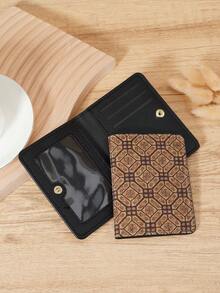 Fashionable Printed Folding Buckle Card Bag, Credit Card Storage Bag, Perfect For Outdoor, Travel, And Back To School Use - Coffee - View 1