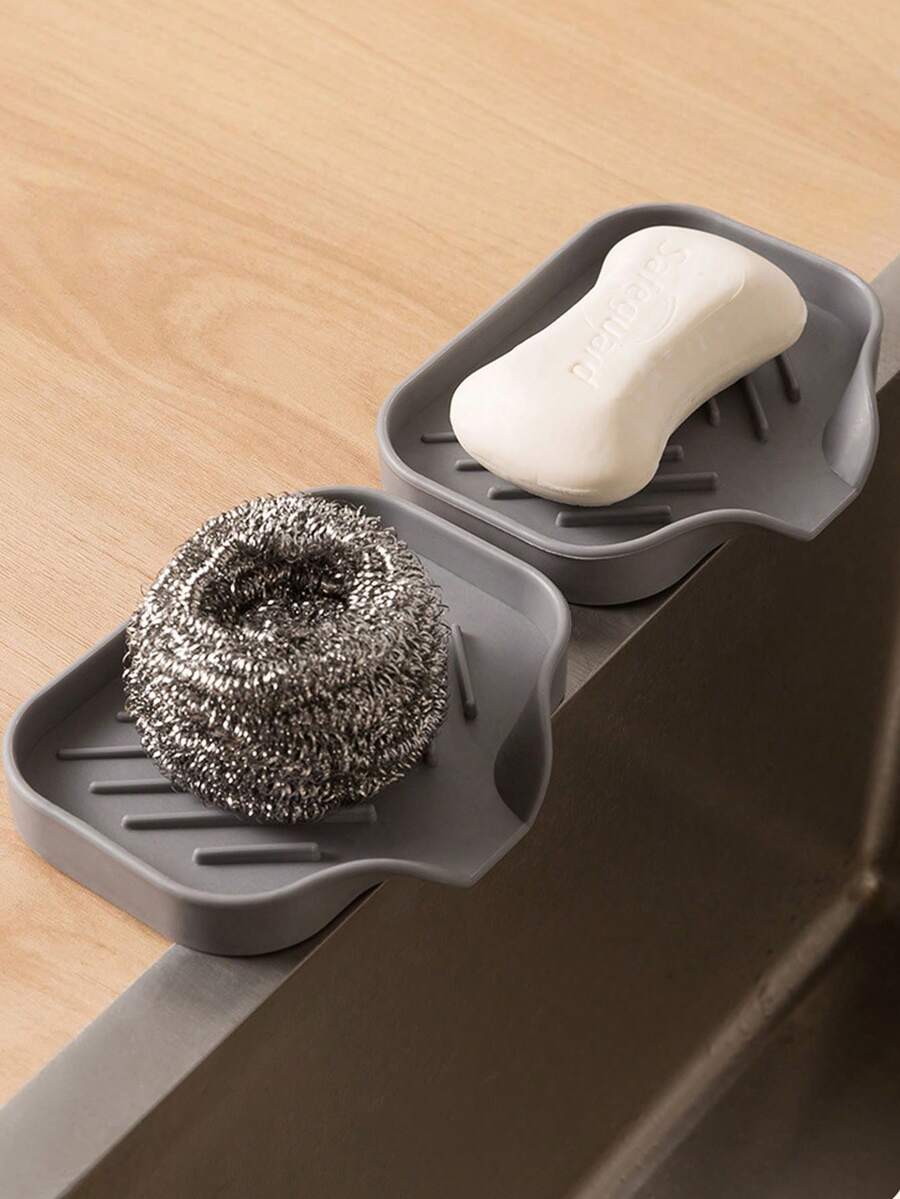 Self-Draining Silicone Soap Dish, No-Drill Wall-Mounted Soap Holder, Slanted Drainage Design For Quick Drying And No Water Accumulation, Space-Saving, Suitable For Bathroom, Kitchen, Vanity, Sink, Non-Slip Base, Gift For Homeowners And Renters - Multicolor - View 1