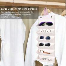 1pc Foldable, Multi-Specification, Large Capacity Vintage Creative PU Leather Glasses Case, 2/3/4/5/6 Slots, Portable Travel Glasses Case, Foldable Design, Non-Washable. Features: No Printing, No Burrs, Handbag Accessory, Home Storage, Aesthetic And Neat, Best Choice For Gift - Pink - View 7