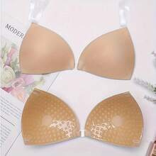 1 Pair Women's Triangle Cup Invisible Adhesive Bra, Reusable Self-Adhesive Bra, Backless Silicone Nipple Covers, Transparent Detachable Shoulder Straps, Sexy Lingerie Accessory, Suitable For Party, Wedding Or Daily Wear - Multicolor - View 5