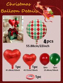 Christmas Reindeer And Plaid Pattern 4D Foil Balloon Set, Red Cream Latex Balloons, Reusable Balloons For Winter Christmas Holiday Home Party Background Decoration, - Christmas Reindeer - View 10