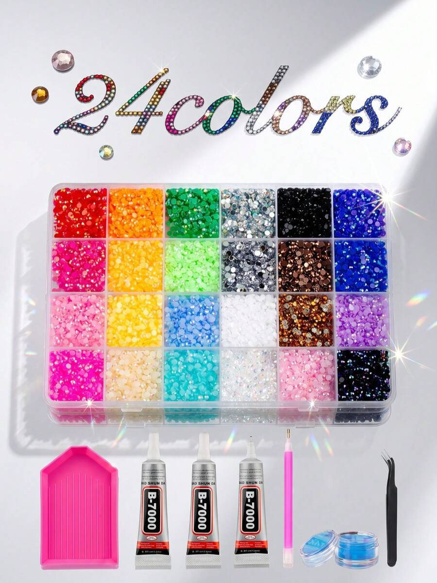 Bedazzling Kit With Rhinestones, 27000Pcs 3-6mm Colorful Flatback For Diamond Art, DIY Crafting Shoes Tumblers Phone Cases - 3mm-6mm - View 1