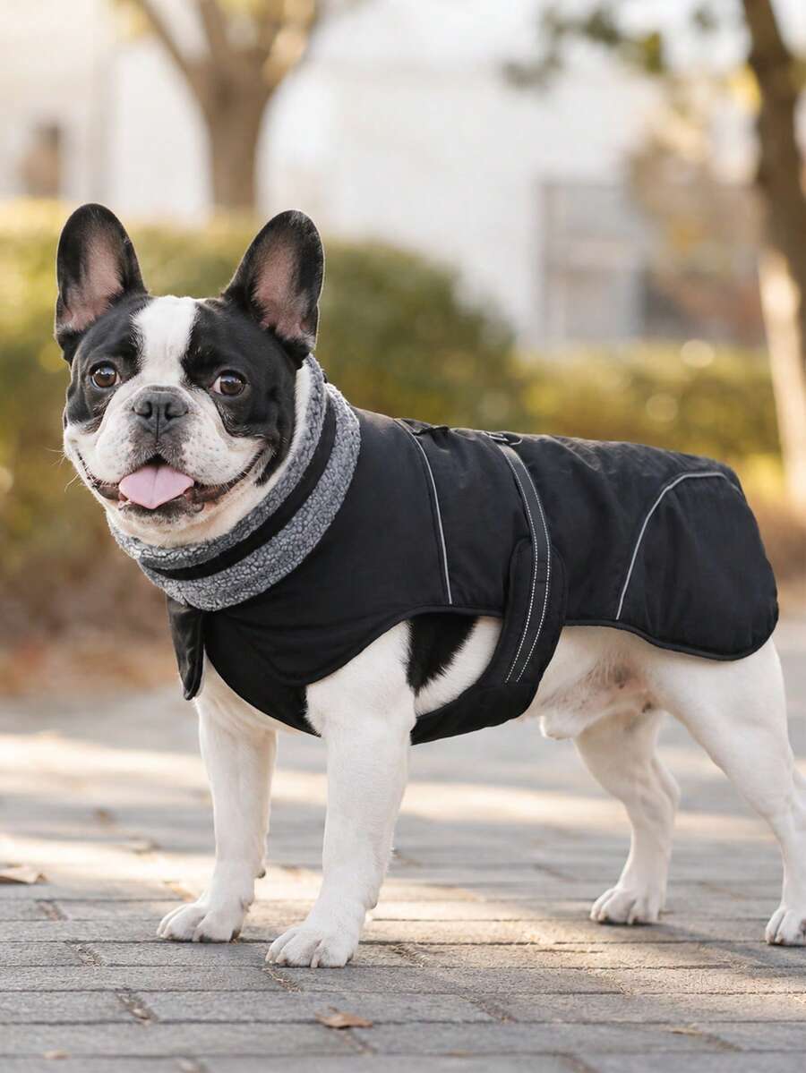 Dog Winter Jacket With Drawstring Hole For Easy On And Off, Adjustable Reflectivity, High Neck And Plush Lining, Suitable For Small And Medium-Sized Dogs