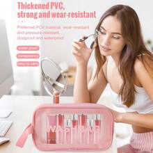 39 Pcs/3 Pcs Total Makeup Tool Kit, Including 20 Pcs Pink‑Black Eye‑Focused Makeup Brushes, 18 Pcs Makeup Accessories And Medium Transparent Carry Bag. Inner Divided Space Separates Brushes And Sponges To Avoid Cosmetic Powder Cross‑Contamination - Multicolor - View 11