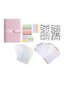 1Set A6 Woven Pattern Splicing Loose Leaf Budget Notebook, Wallet, 6-Hole Binder Cash Management Journal, Cash Envelope Savings Tracker With Zipper, Multi-Functional Money-Saving And Financial Management Notebook. Storage Album For Coins, Banknotes - Woven Texture Patchwork - View 13