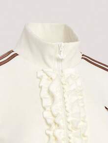 Adidas Originals Women's Track Top Sports Jacket Knit No Hood - Beige - View 5