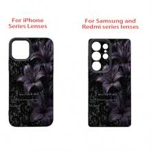 1pc TPU Material Mysterious Lace Dark Pattern Purple Lily Scripture Design Phone Case Suitable For IPhone 17 Pro Max/17/16 Pro Max/15/13/12/11/ S20 FE/A15/S24/A55/ Note 11/Note 12/Note 13 Pro Full Coverage Anti-Fall Soft Shell Phone Protective Cover - Black - View 8