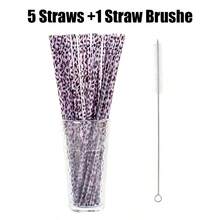 10/20pcs Reusable Leopard Print Plastic Straws With 1/2pcs Cleaning Brush, Suitable For Women's Water Cups, Fit For Birthday Party Drinking - Multicolor - View 17
