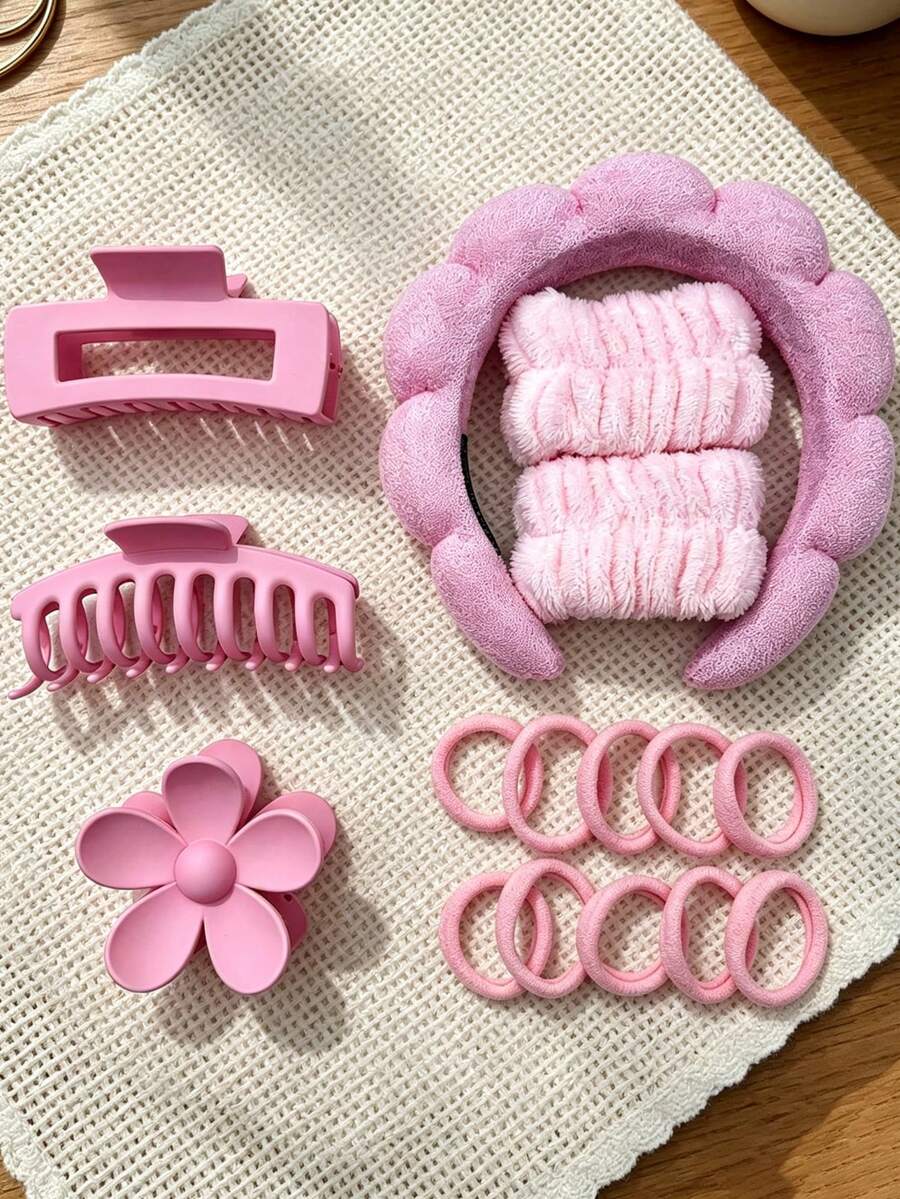 Solid Color Polyester Hair Claw Suitable For Daily Wear - Multicolor - View 1
